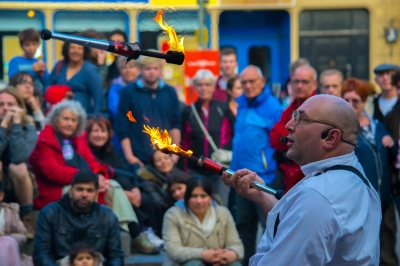 Juggling with fire
Edinburgh festival street performer
